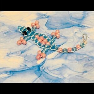 Handmade Cotton Candy Beaded Lizard Keychain